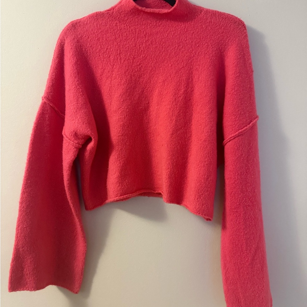 Lulu's Vibrant Pink Cowl Neck Sweater